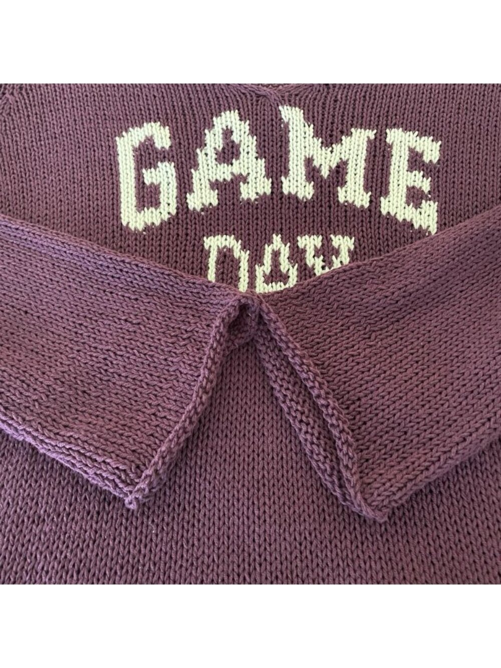 Wooden Ships GAME DAY V-Neck Cotton Loose Knit Sweater Plum Soft Relaxed Size XL - Picture 10 of 11